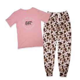 Youth Cow Print Loungewear Set